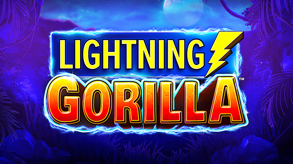 Lightning Gorilla slot game logo with jungle-themed graphics