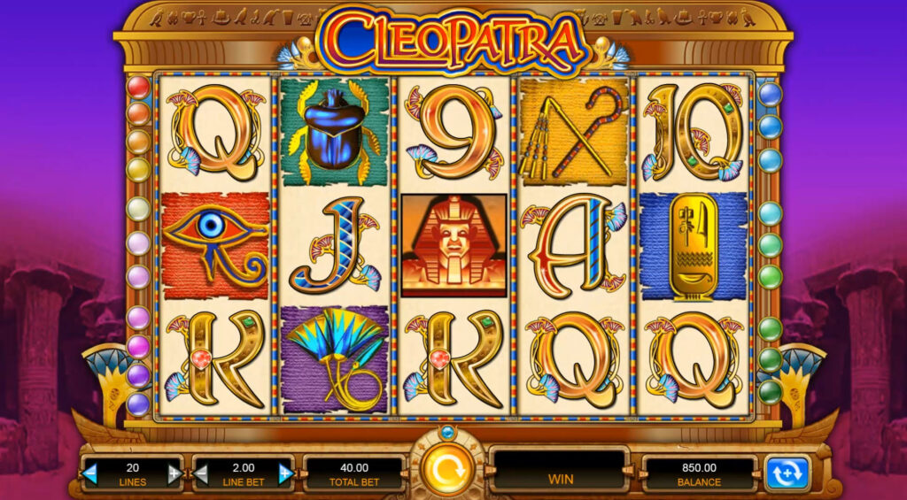 Cleopatra slot game base game screenshot